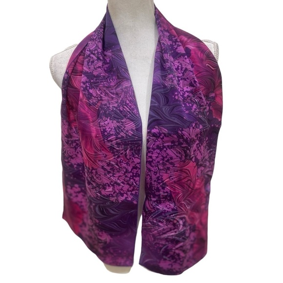 Nwot Chena River hand marbleized silk purple & berry rectangular - Picture 3 of 8